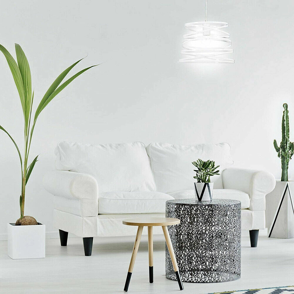 Lampadario a Sospensione Moderno con Paralume fasce in Metallo Ferro Intrecciate calda 3000k bianco