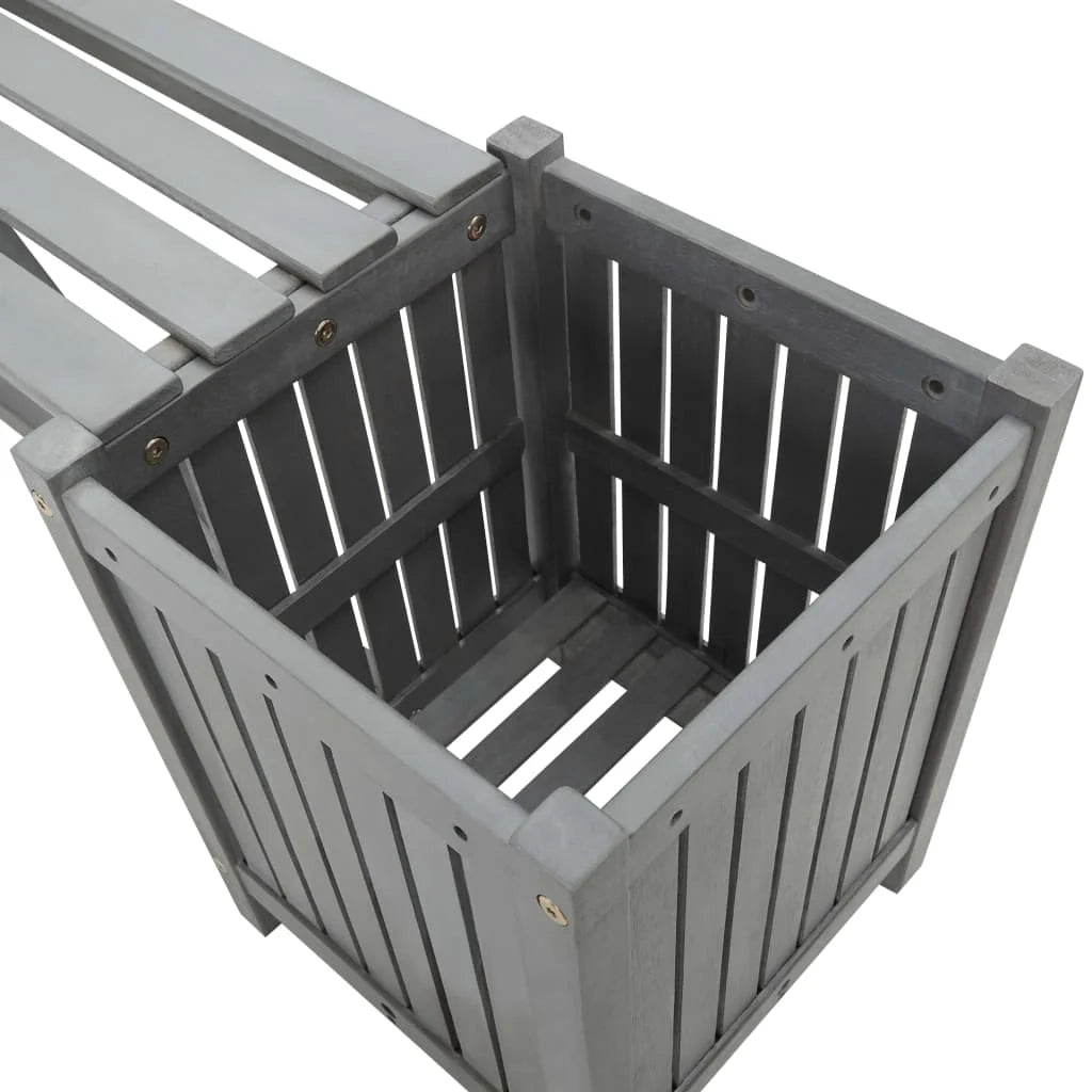 Panca da giardino mobili da esterno per patio terrazza con 2 fioriere 150 cm legno di acacia grigio 02_0011340
