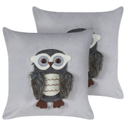 Set di 2 cuscini sparsi in tessuto di velluto grigio 45 x 45 cm Motivo gufo sfoderabile Soggiorno Camera da letto