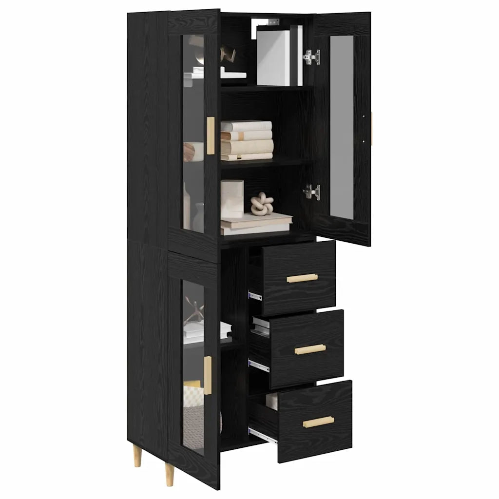 Credenza-Buffet-Armadio da cucina Rovere Nero 69,5 x 34 x 180 cm Legno multistrato 583852