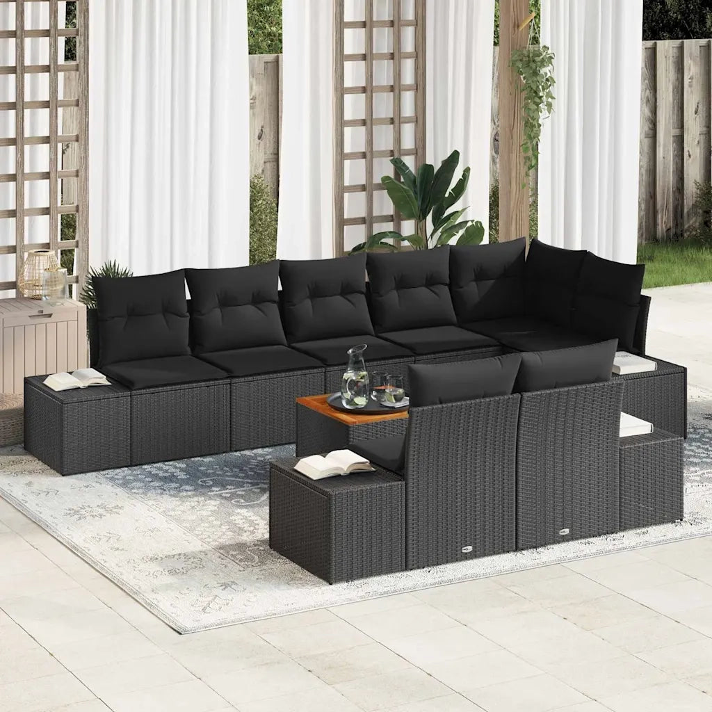 Set Divano da Giardino con archiviazione 9 pcs Nero 3356644