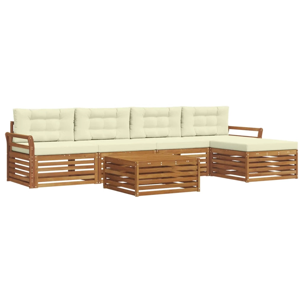 Set di divani da esterno con cuscino 6 pcs Naturale e Crema 3373340