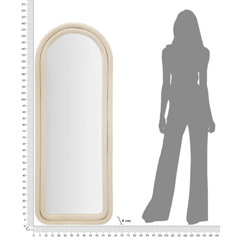 Specchio Da Muro Cloe Velluto Crema cm 60x4x160