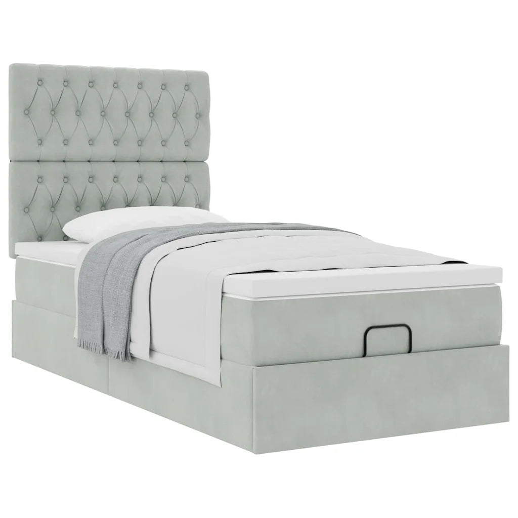 Struttura Letto Pouf con Materassi 90x190 cm in Velluto 3313511