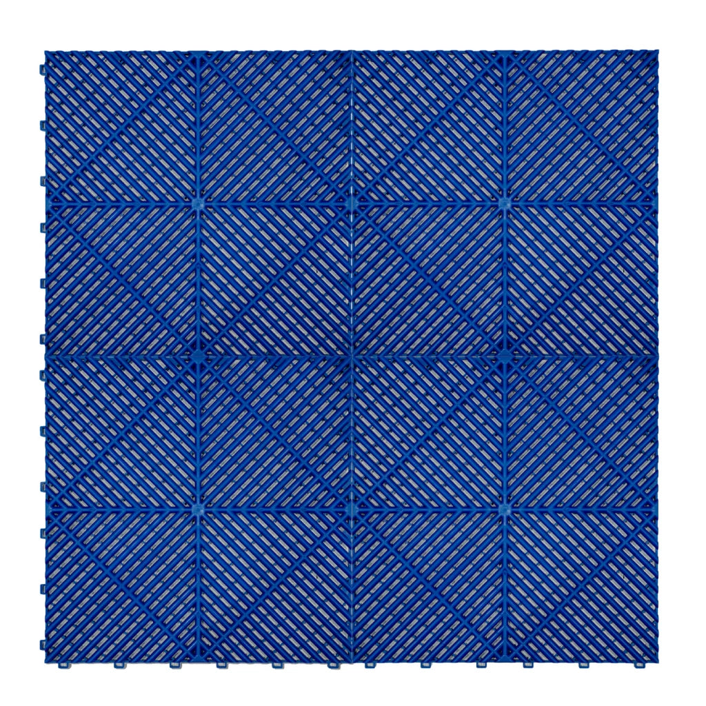 Piastrelle a incastro ventilate Blu 3,2m x 6m per garage e officine, antiscivolo.