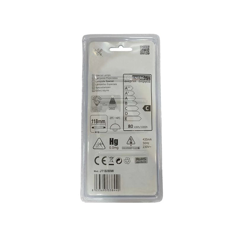 2 PZ Lampade Alogena Dimmerabile, Lampada R7S 118mm 80W 1375 Lumen Bianco Caldo 2800K