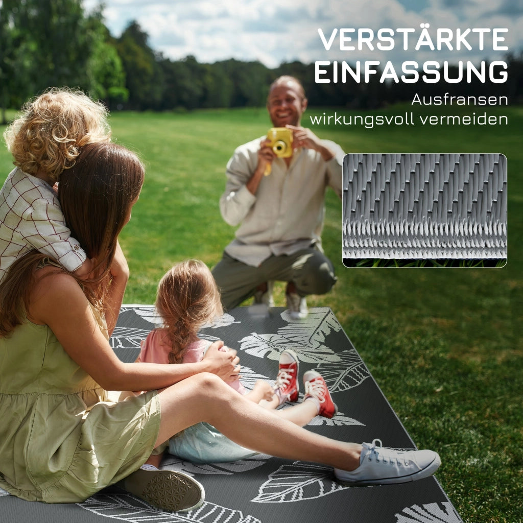 Tappeto da esterno ¨C zephmum ¨C grigio/bianco, 182x274cm, effetto foglie, idrorepellente