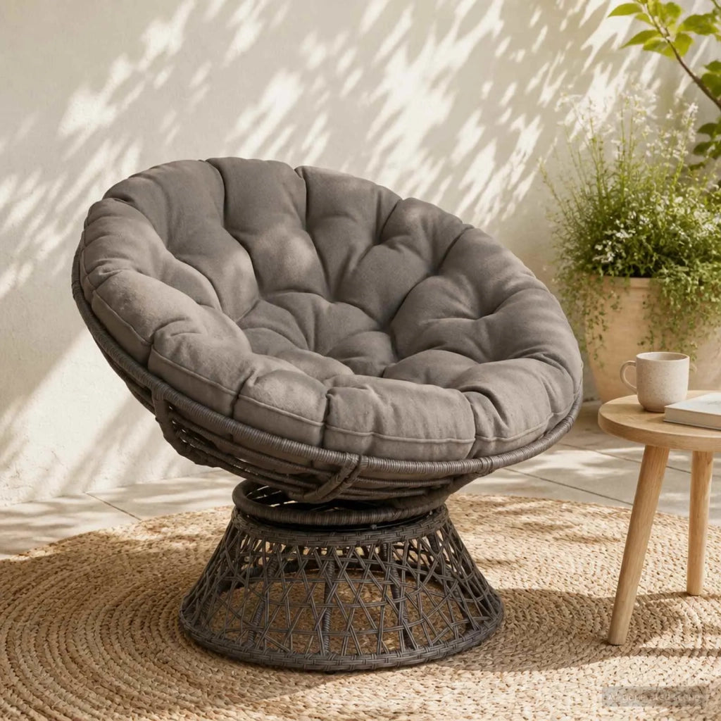 Cuscino per Sedia Papasan VIANEN 100% Poliestere Grigio 953972
