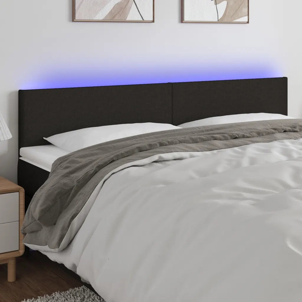 Testiera | Testata a LED Nera 160x5x78/88 cm in Tessuto