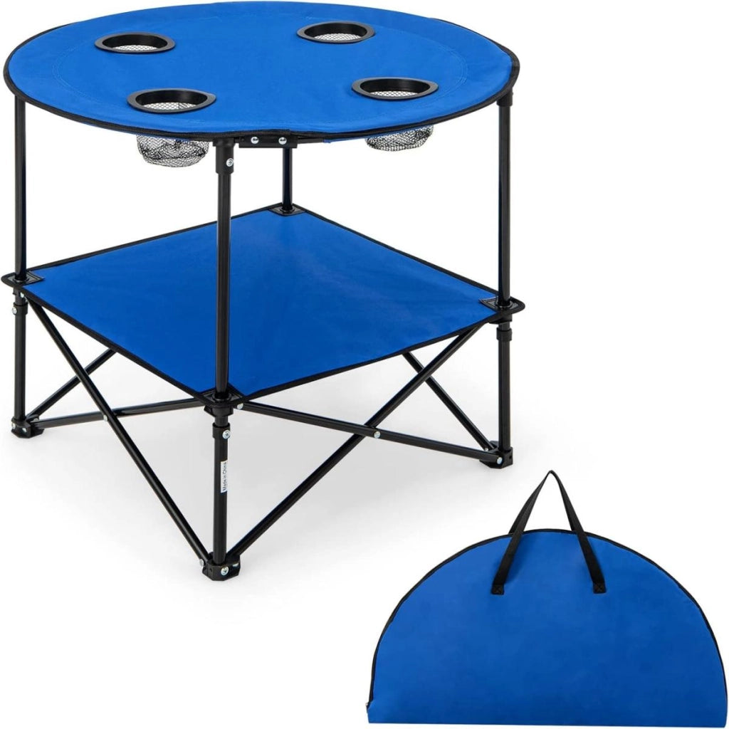 Tavolo da picnic pieghevole, Tavolo da campeggio a 2 livelli con struttura metallica a forma di x