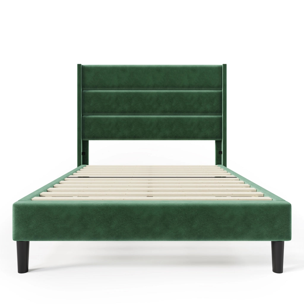 letto imbottito velluto verde 90 x 200 cm
