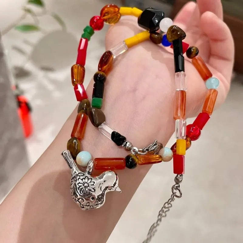Collana fatta a mano con cristalli di giada colorati, regalo di Natale per donna, regalo di compleanno
