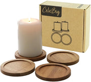 Set di sospensioni a candela da tavolo di 4 pezzi | Rond Ø10cm per candele da tavolo e lumi da tavolo | Decorazione da tavolo naturale per soggiorno e Natale | Aspetto rustico in legno | Idea regalo per casa | Legno di acacia