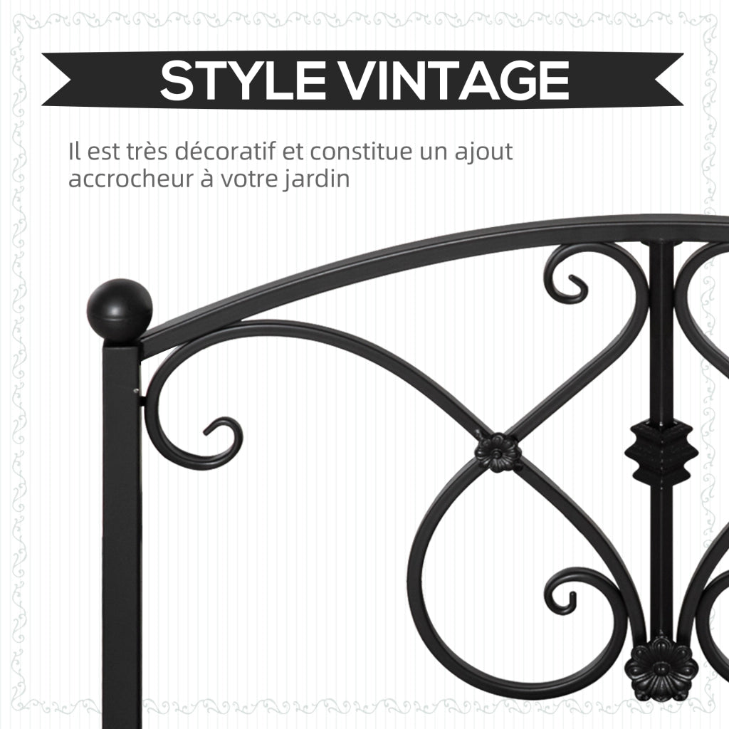 Ponte da giardino decorativo ¨C Xylo ¨C metallo nero con ringhiere laterali 102x48x49 cm