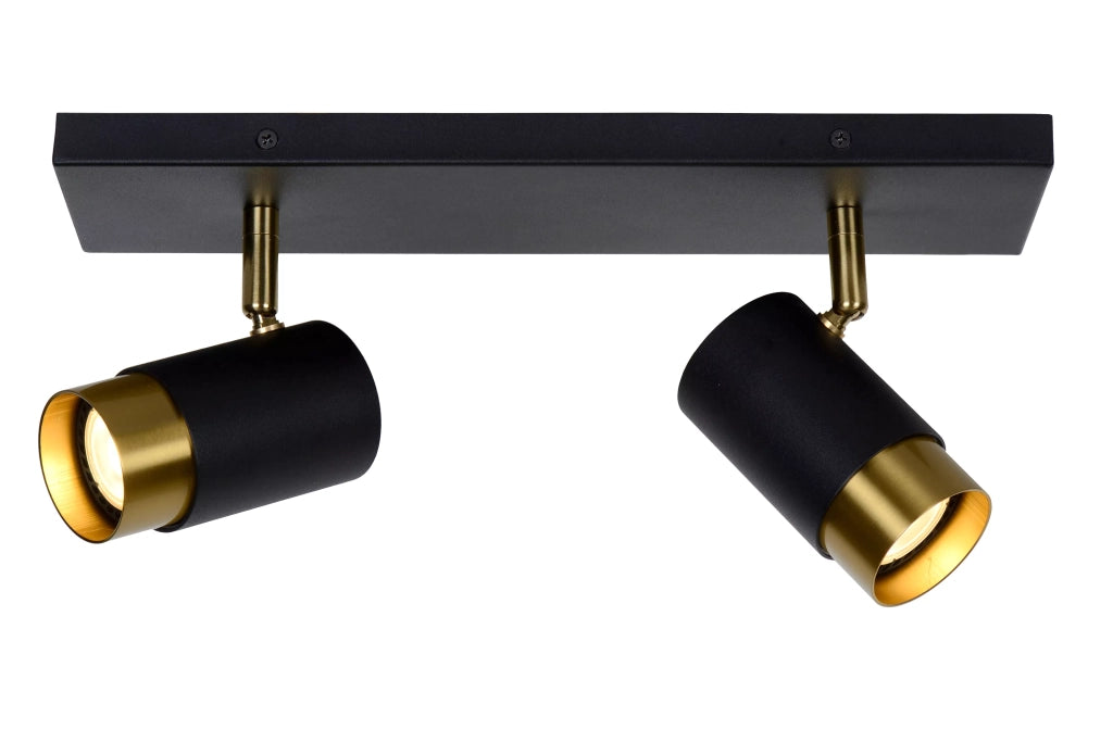 Faretto soffitto doppio nero-oro orientabile GU10 Lucide