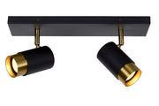 Faretto soffitto doppio nero-oro orientabile GU10 Lucide