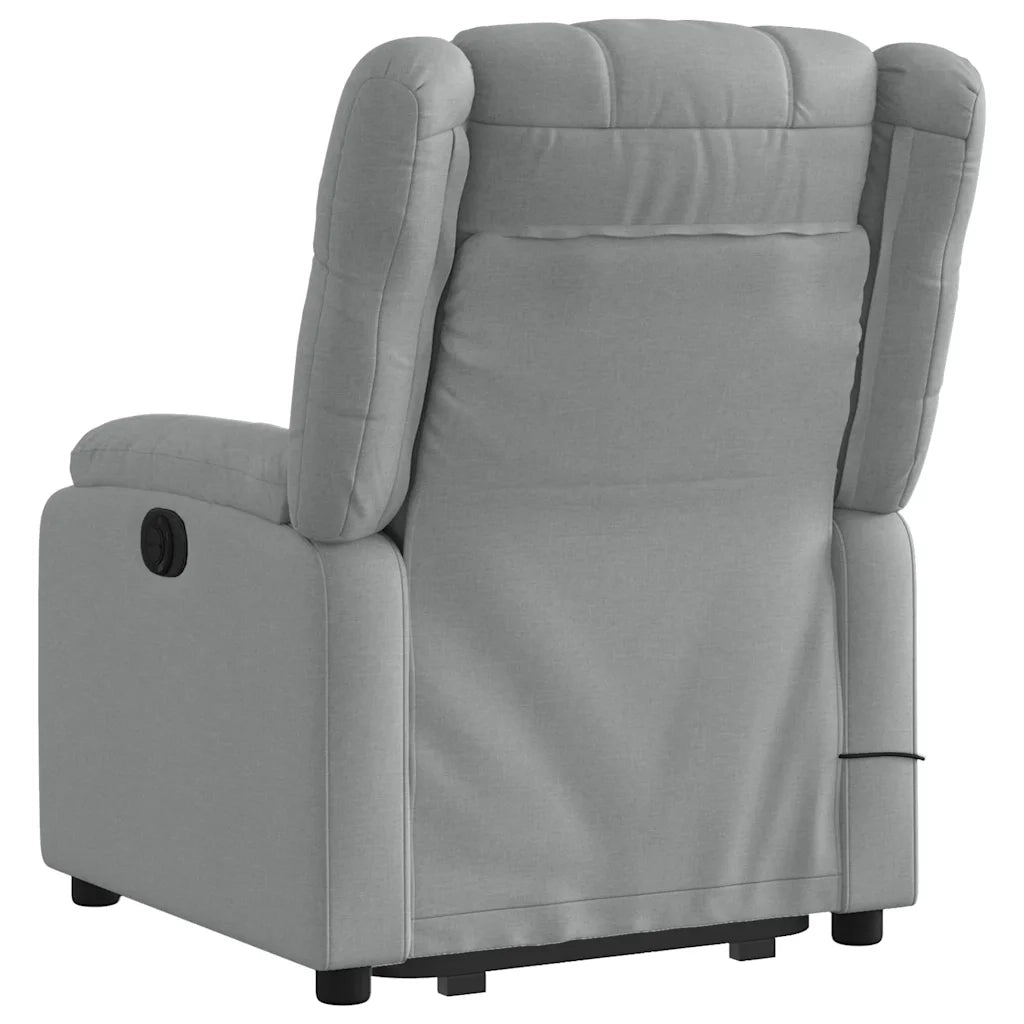 Poltrona Alzapersona Massaggi Reclinabile Grigio Chiaro Tessuto 3205214