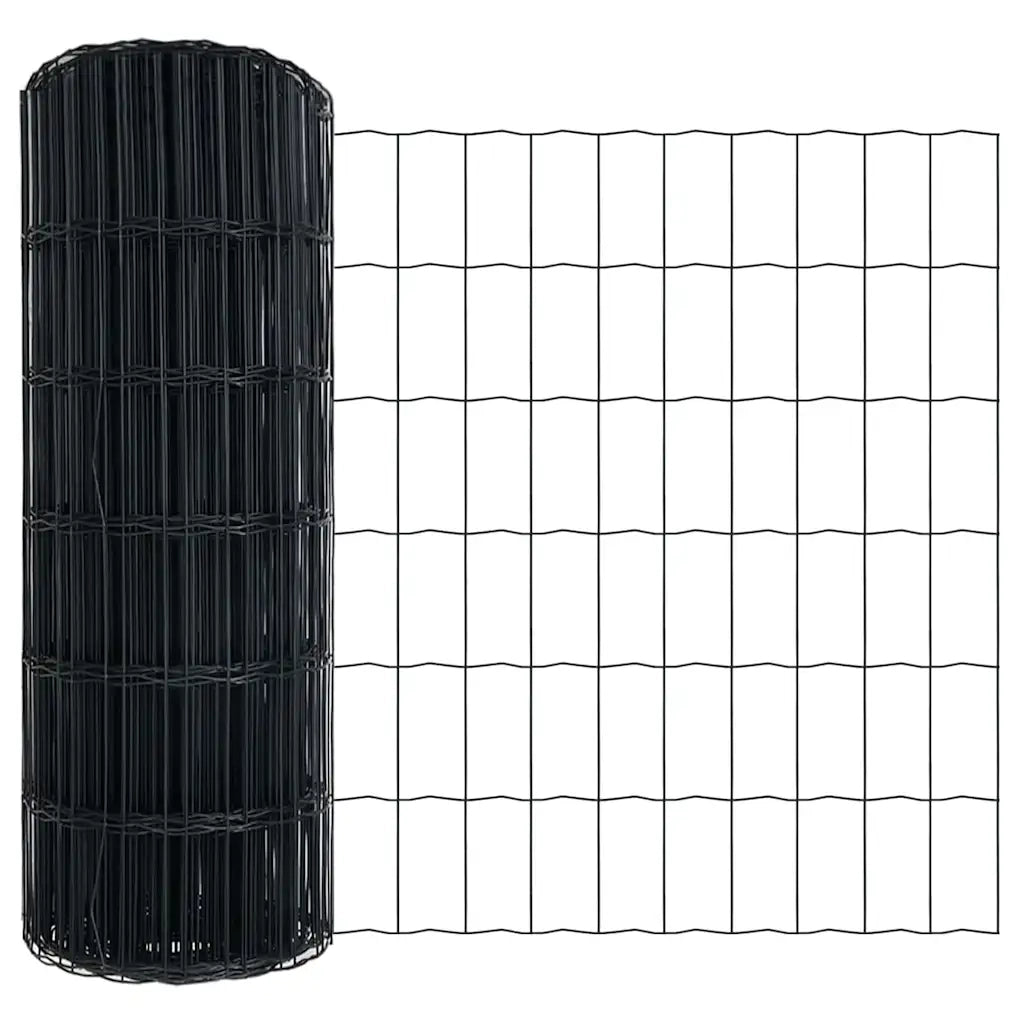 Recinzione con Posto Grigio 0,8 x 25 m Acciaio e PVC