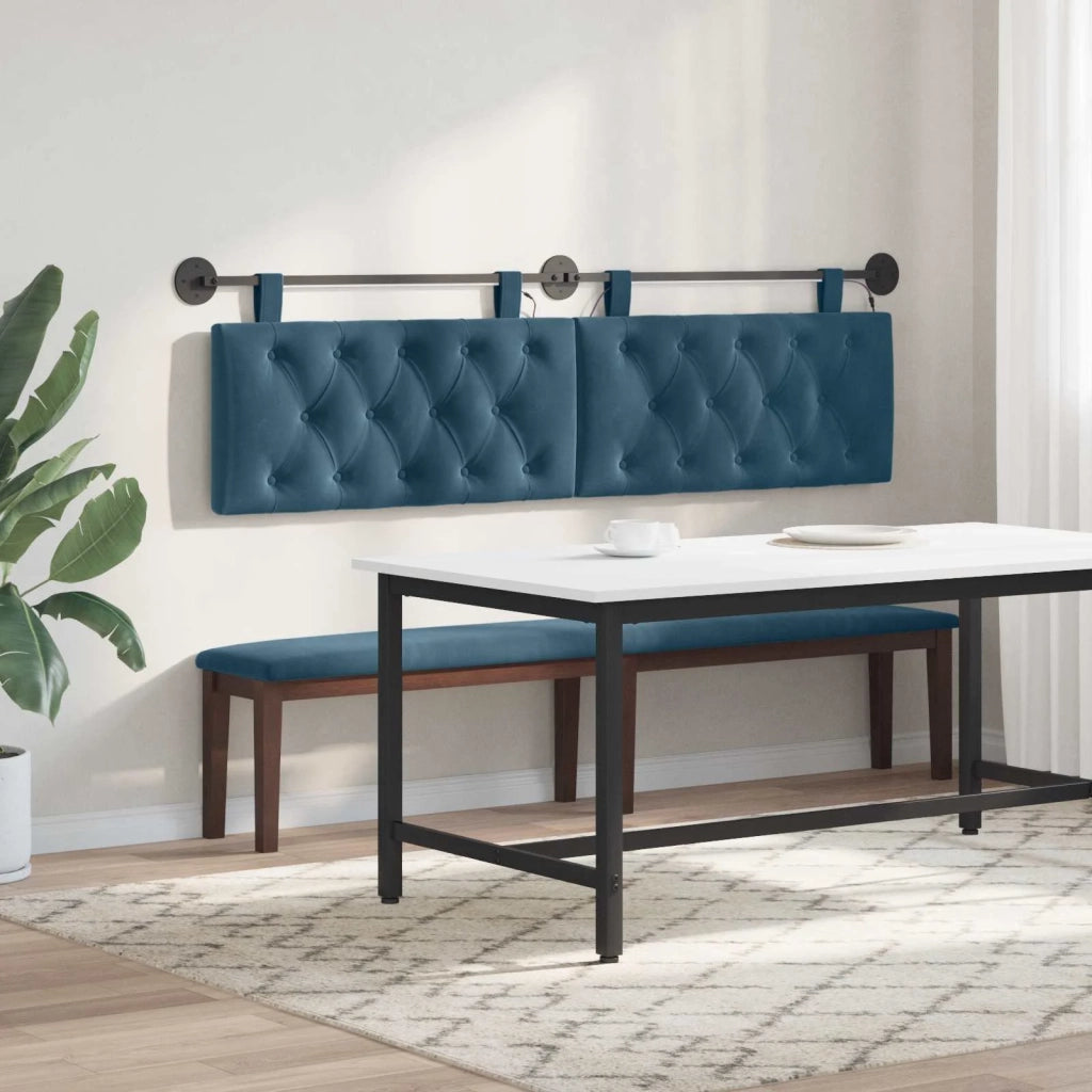 Testiera | Testata sospesa Con luce LED Blu Velluto