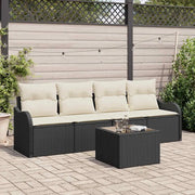 Set Divano da Giardino 5 pcs Nero e Crema polyrattan 3354236
