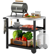 Carrello da cucina 3 ripiani con piano lavoro ganci ruote ¨C zephmum ¨C Edelstahl 102x50x81cm Grigio Antracite