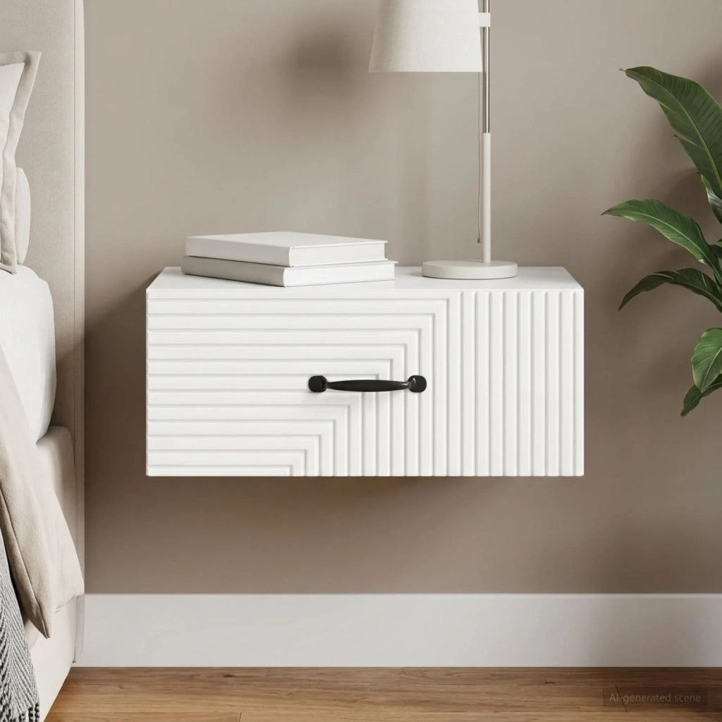Mobiletto da notte a muro Bianco Lucido 49 x 34,5 x 20 cm 898623