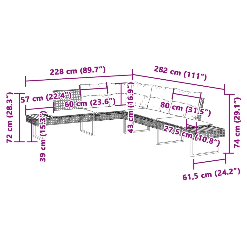 Set Divani da Giardino 2 pz con Cuscini Grigio Polyrattan Vetro 3277495