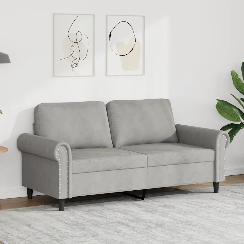 Divano a 2 Posti-Sofa 2 Posti Grigio Chiaro 140 cm in Velluto 189227