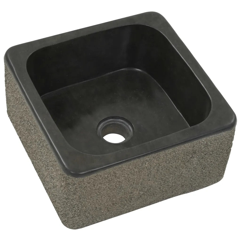 Lavandino-Lavabo-Lavello 30x30x15 cm in Pietra di Fiume Nero
