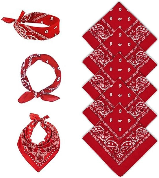 Bandana 5 pezzi - Stilizzante copricapo - Print rosso/paisley - Copricapo multifunzionale - Adatto per uomini/donne - Idoneo come cintura per il capo/maschera