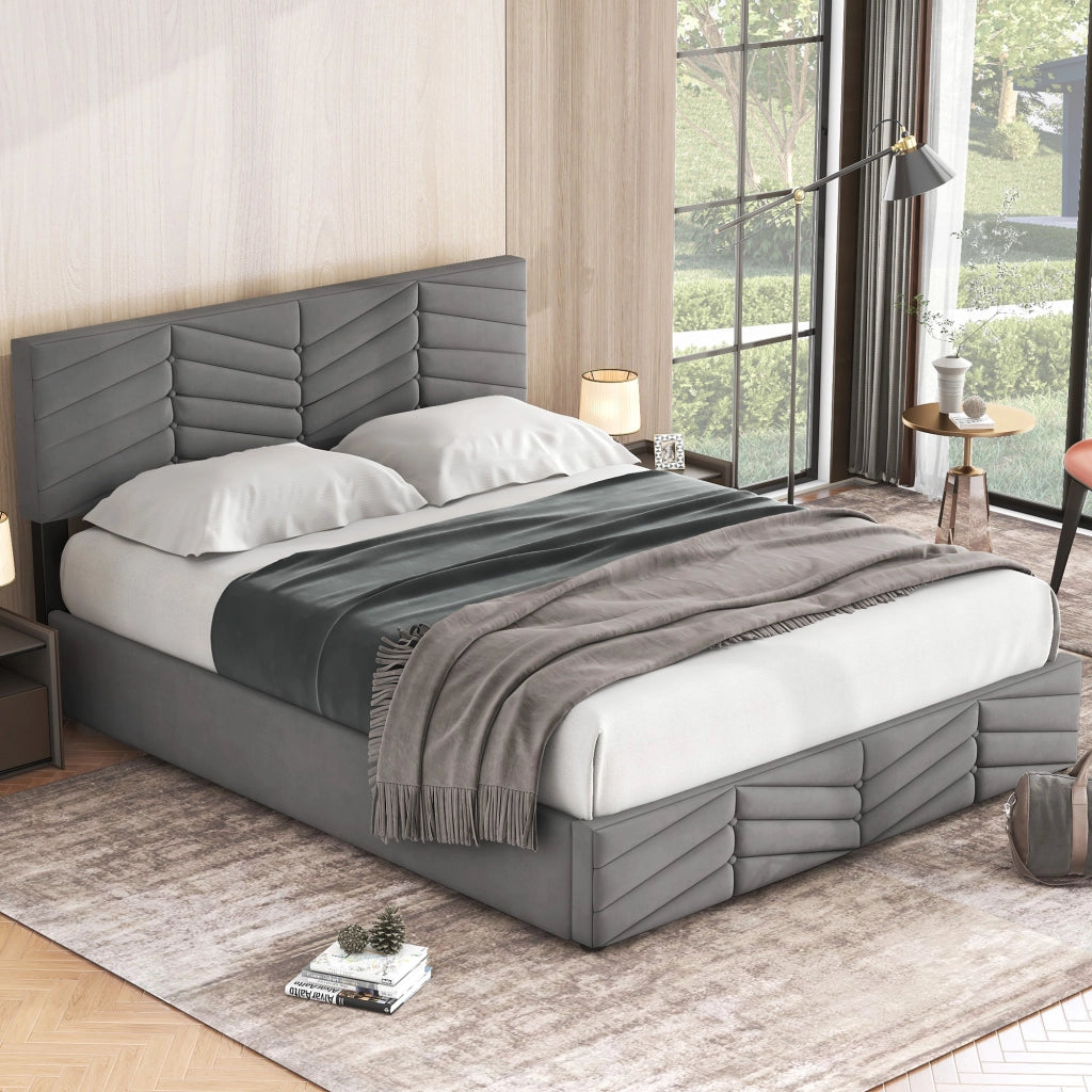 letto imbottito velluto grigio 140 x 190 cm