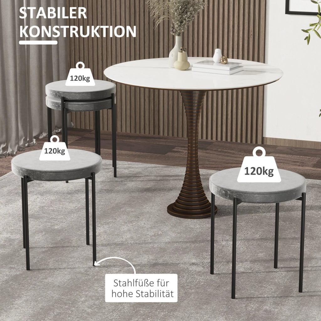 Set di 4 sgabelli da cucina imbottiti in velluto ¨C zephmum ¨C grigio metallo