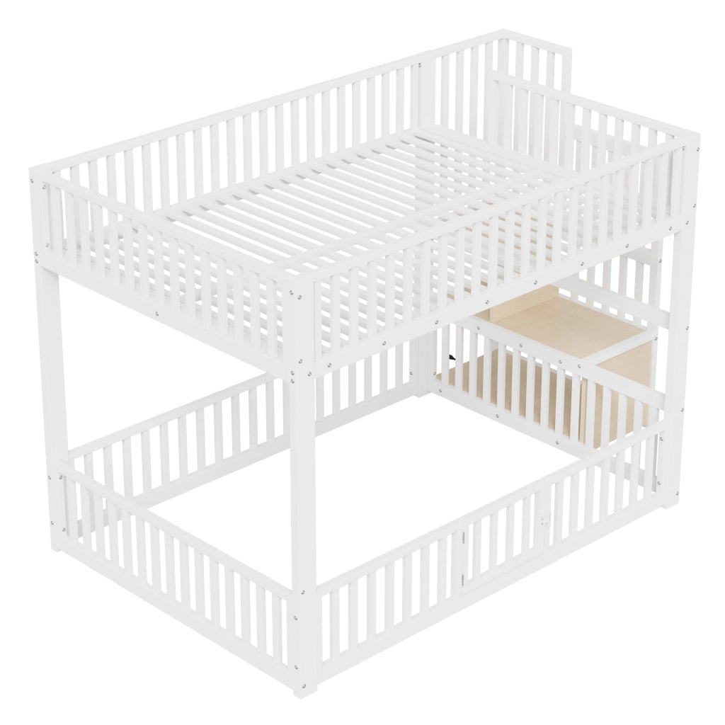 Letto a Castello con Contenitore e LED ¨C MINIMAL ¨C Bianco 140x200