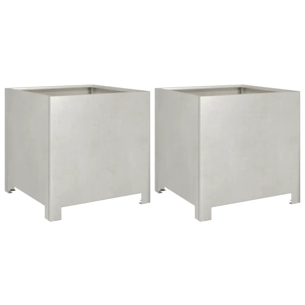 2 pz Fioriere | Cassetta per fiori | Vaso da Giardino 40x40x40 cm in Acciaio Inox