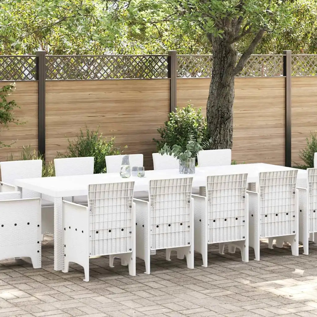 Set da Pranzo per Giardino 13 pcs Bianco e Grigio chiaro