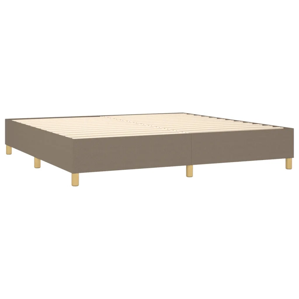 Letto a Molle Materasso e LED tortora 200x200cm in Tessuto 3138825