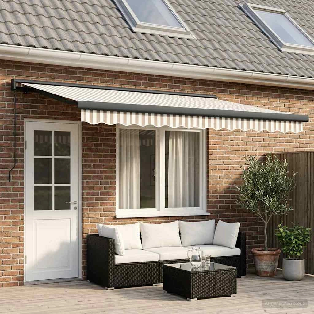 Tenda retrattile Grigio chiaro e bianco 400 × 300 cm 3426081