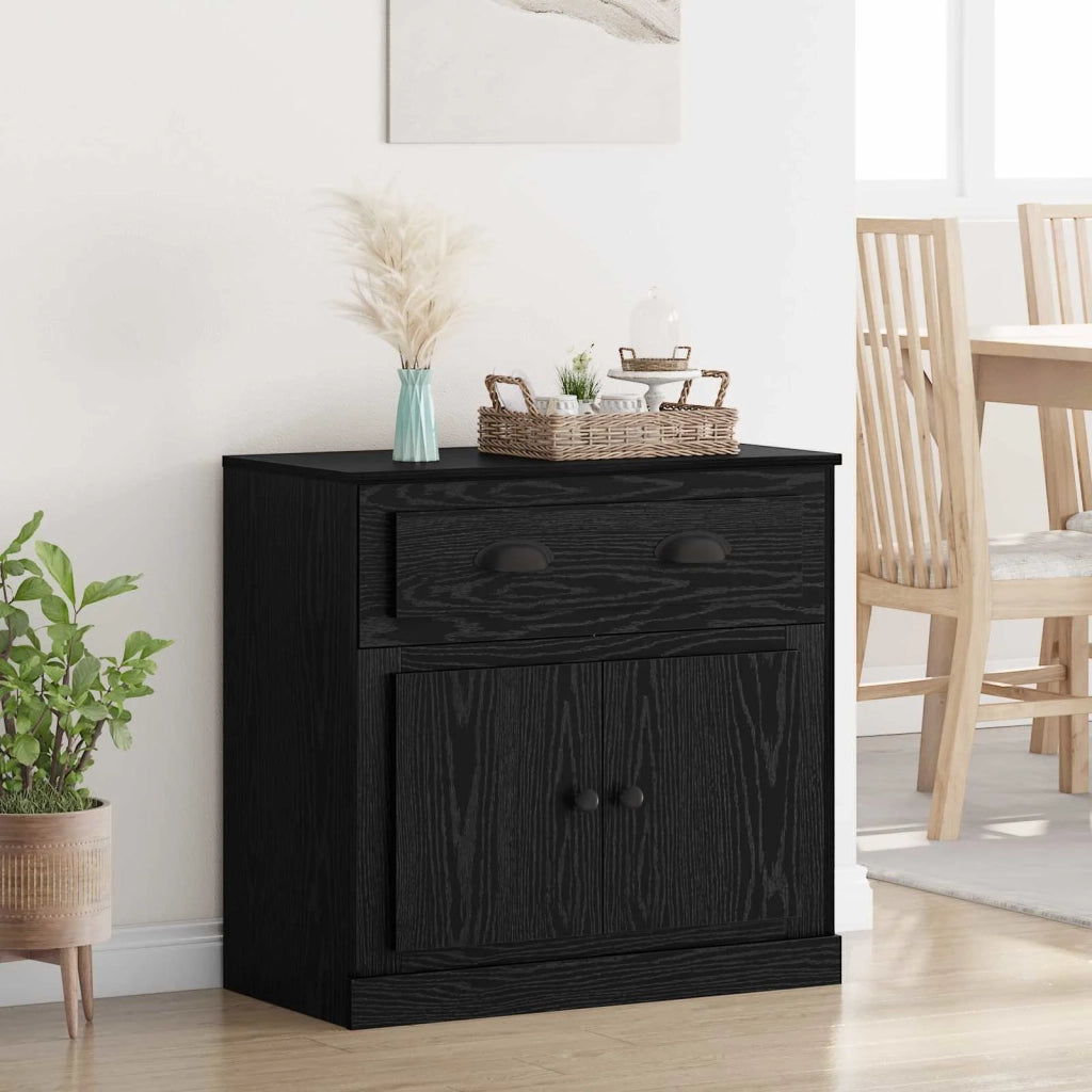 Credenza | Madia | Buffet da pranzo | Armadio da pranzo Rovere Nero 70 x 35,5 x 67,5 cm Legno multistrato