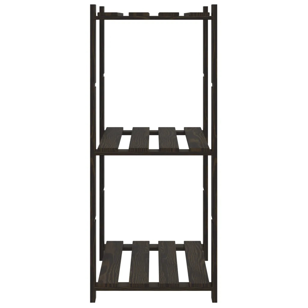 Scaffale a 3 Livelli Nero 60x38x90 cm in Legno Massello di Pino 373409