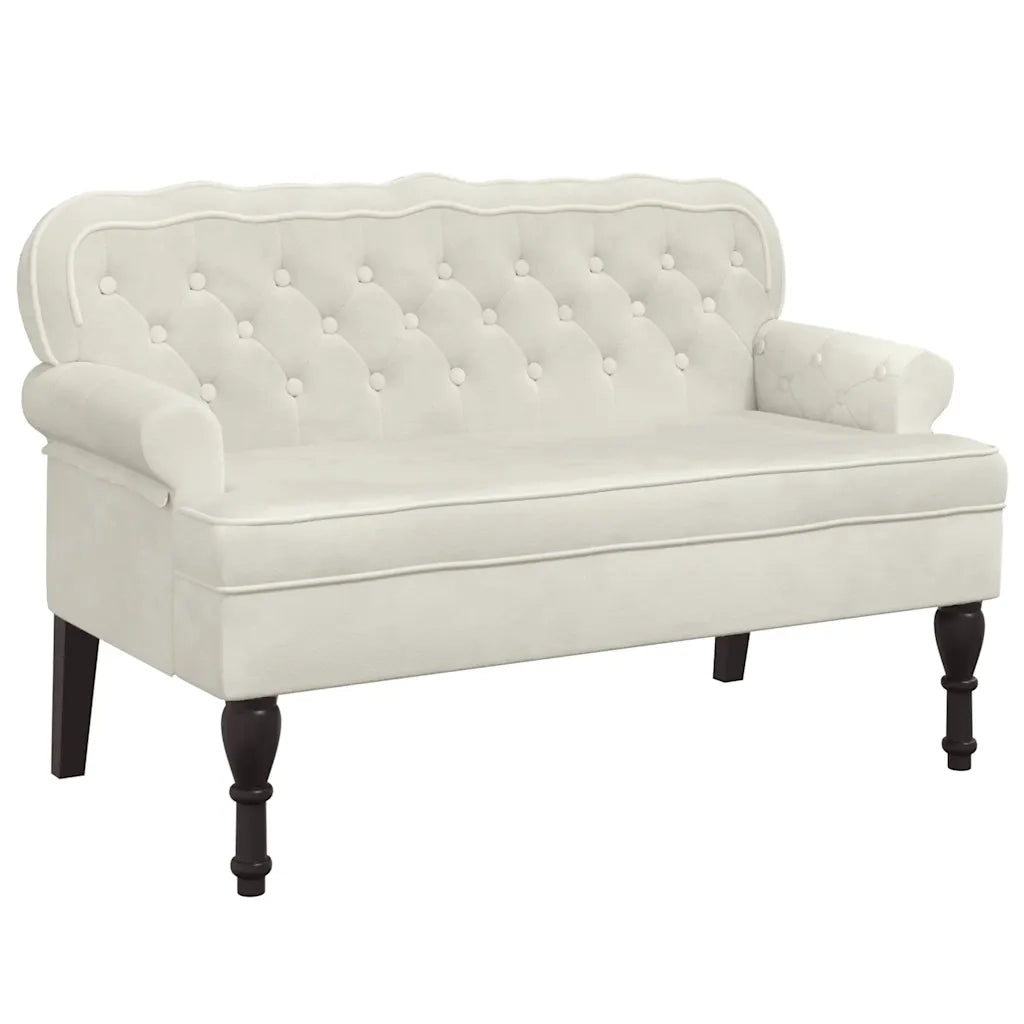 Panca con Schienale-Divano Sedia Crema 119,5x64,5x75 cm in Velluto