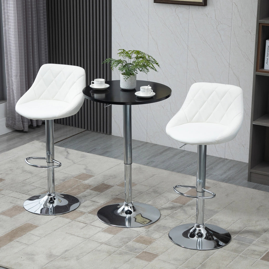 Sgabello Alto Girevole ¨C Xylo ¨C Altezza Regolabile, Metallo, Finta Pelle, Bianco, 46x48x83-104cm