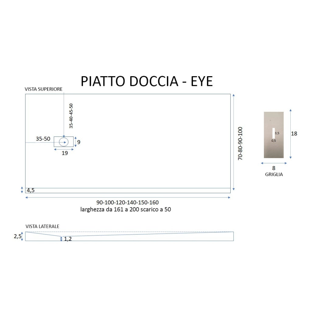 Piatto doccia in marmoresina nero effetto pietra cemento maka, misura 70x190