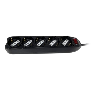 Multipresa 5 posti 10-16a-schuko con interruttore nera