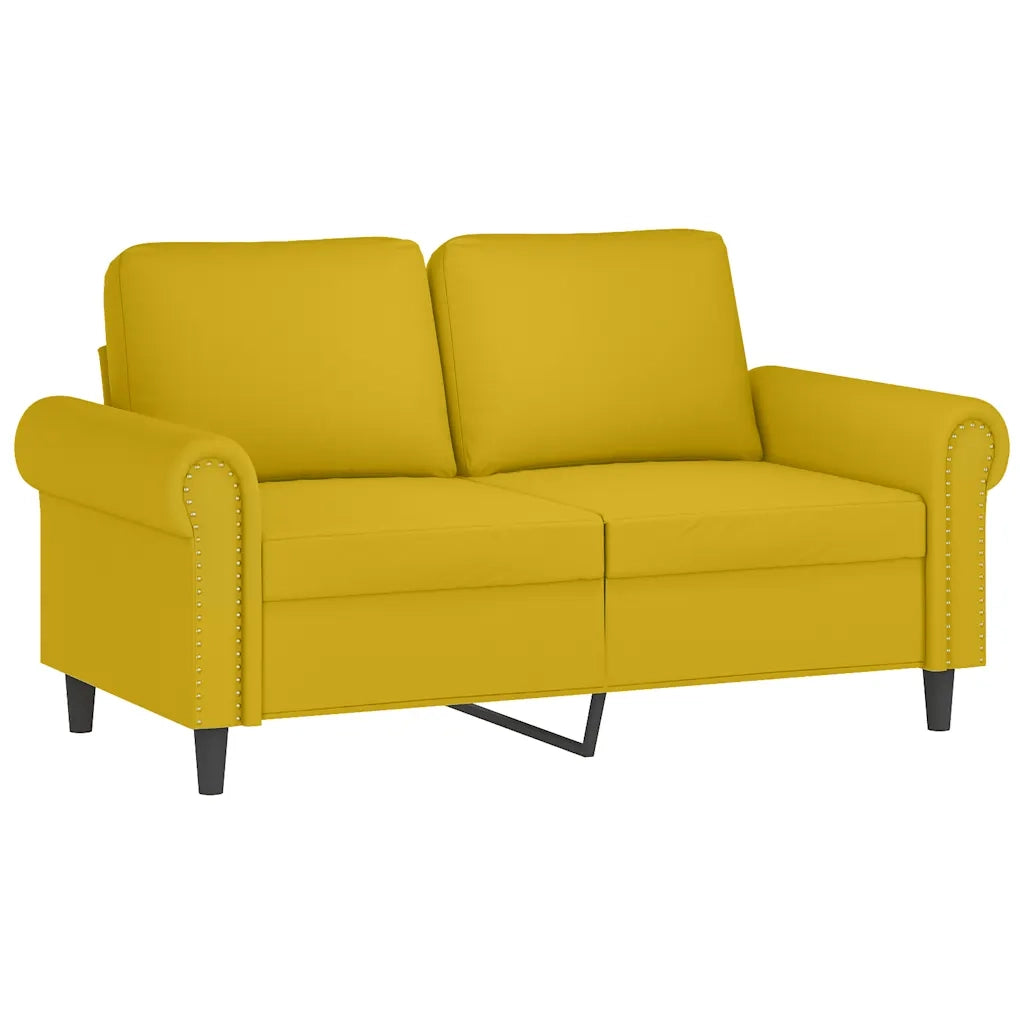 Set di Divani 2 pz con Cuscini giallo in Velluto