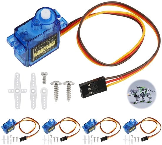 Set di Servomotori 5 pezzi - Micro Servomotori 9G - Applicazioni RC - Controllo Preciso - Tempo di Risposta Rapido - Formato Compattato - Micro Servo