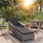Lettino Prendisole con Cuscino Grigio Scuro Polyrattan Grigio 317180