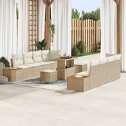 Set Divano da Giardino con cuscino 11 pcs Beige Poly Rattan