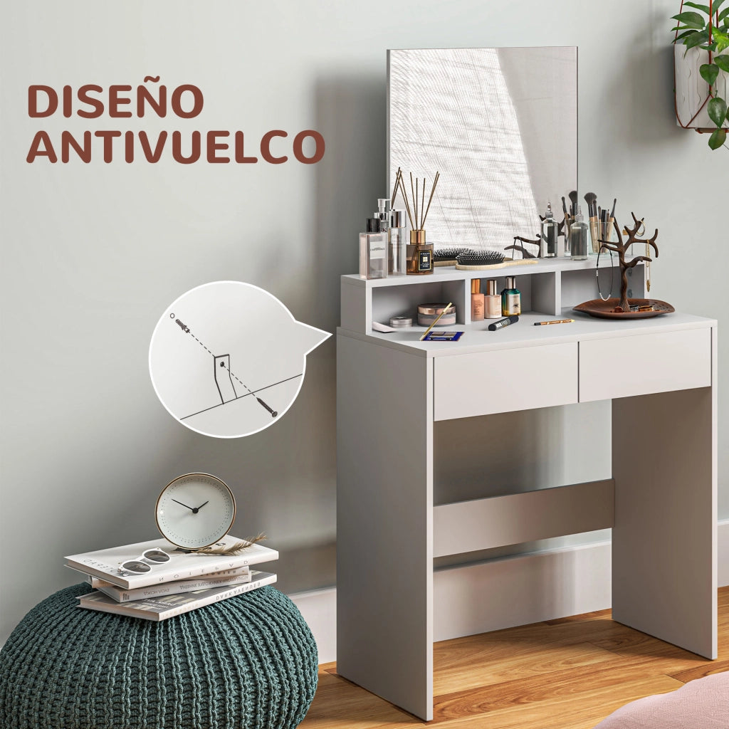 Tocador da Trucco con Specchio e Cassetti ¨C Zephmum ¨C Bianco 75x38x135 cm