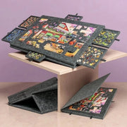 Tavolo da puzzle 6 in 1 decorativo, tavolo da lavoro inclinabile con chiusura a molla, organizzatore di archiviazione per puzzle e giochi da tavolo