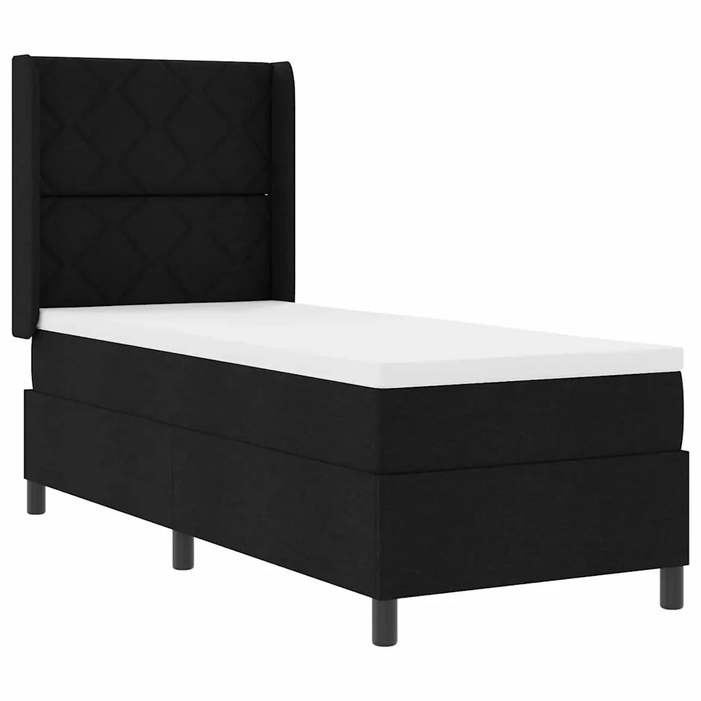 Letto a Sorgente LED con materasso Nero 80 x 200 cm Tessuto